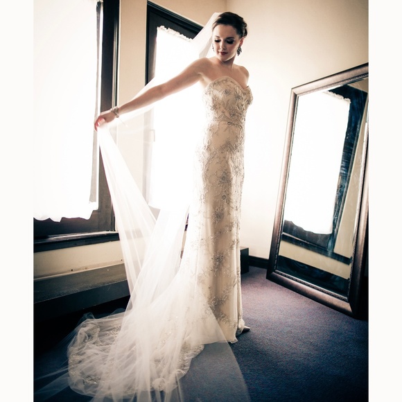 Kenneth Pool Brielle Hand Beaded Wedding Dress - Picture 1 of 15
